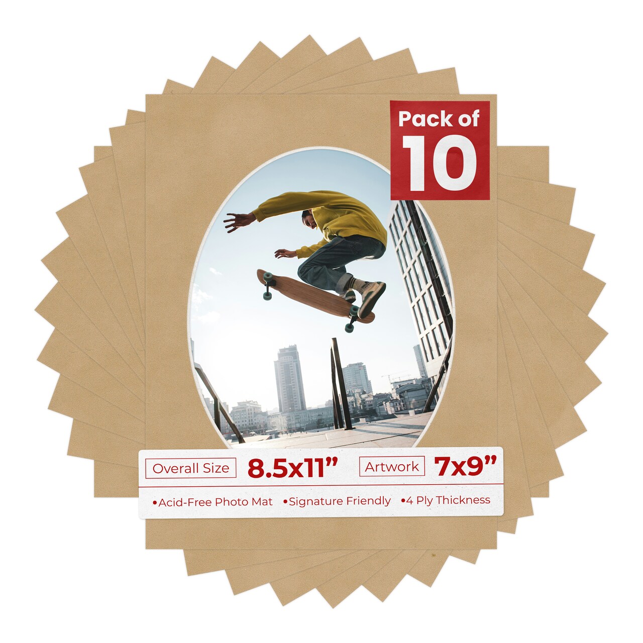 Beige Suede Mat Board for 8.5x11 Frames - Oval Opening for 7x9 Photos